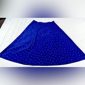 Leslie Fay Blue Print Skirt Midi US 12